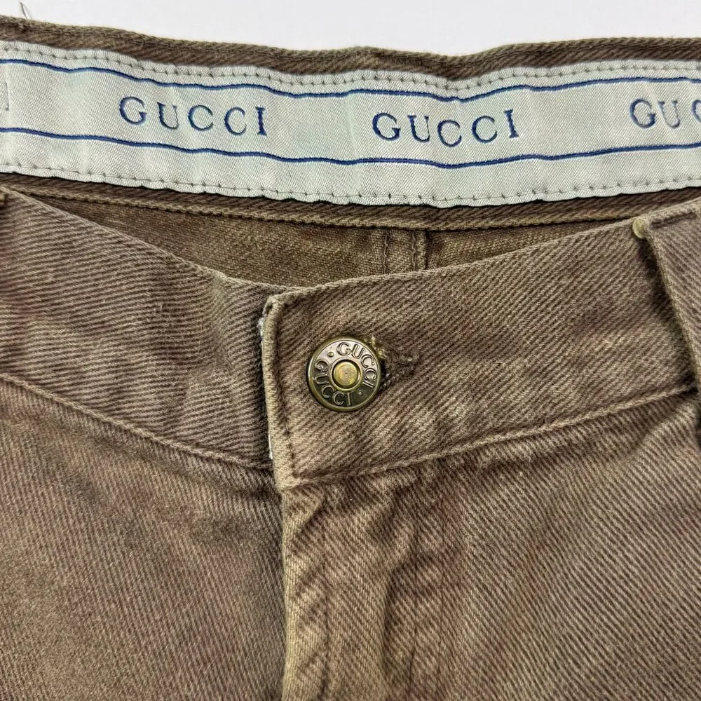 Vintage Gucci Denim Shorts 56 36 Brown 90s Designer Jorts